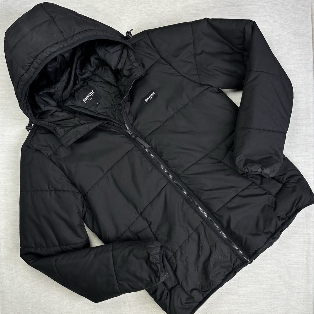 Mystic Boarding Quilted Puffer Jacket Hooded Men Medium M Black Streetwear